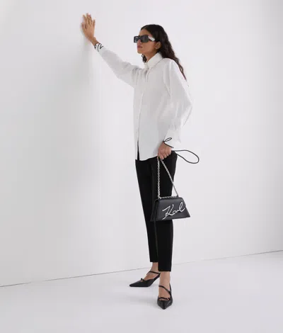 Karl Lagerfeld Signature Cuff Poplin Shirt In White