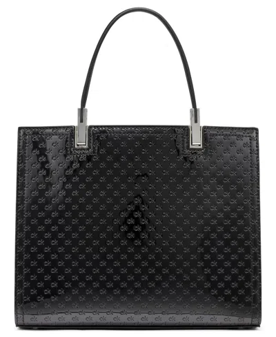 Calvin Klein Women's Verne Signature Embossed Convertible Satchel With Charm In Black