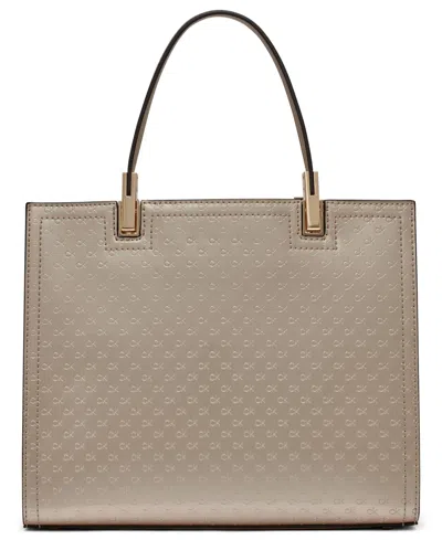Calvin Klein Women's Verne Signature Embossed Convertible Satchel With Charm In Silver