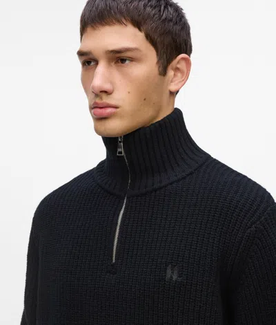 Karl Lagerfeld Half-zip Turtleneck Sweater In Black