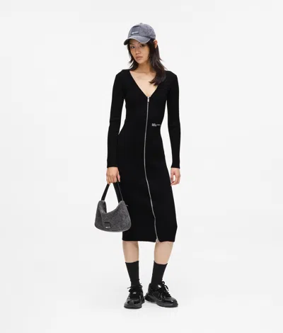 Kl Jeans Zip-front Knit Dress In Black