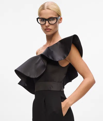 Karl Lagerfeld One-shoulder Jumpsuit In Black