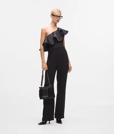 Karl Lagerfeld One-shoulder Jumpsuit In Black