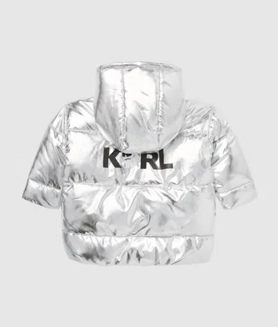Karl Lagerfeld Baby Ikon Puffer Jacket In Gray