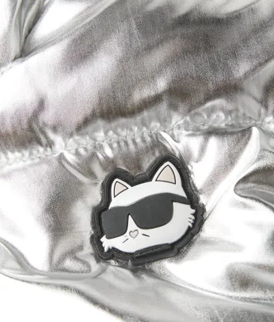 Karl Lagerfeld Baby Ikon Puffer Jacket In Gray