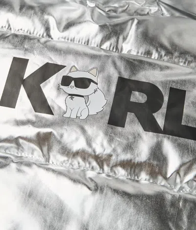 Karl Lagerfeld Baby Ikon Puffer Jacket In Gray