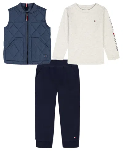 Tommy Hilfiger Baby Boys 3-piece T-shirt, Vest And Joggers Set In Blue