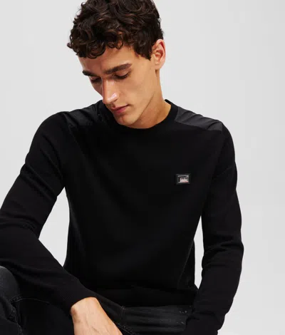 Karl Lagerfeld Shoulder Panel Sweatshirt In Black