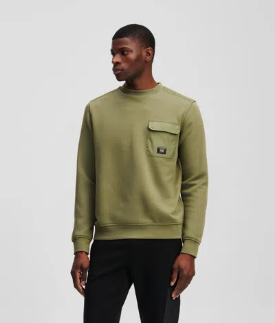 Karl Lagerfeld Chest Pocket Sweatshirt In Green