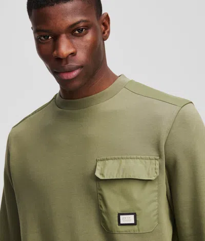 Karl Lagerfeld Chest Pocket Sweatshirt In Green