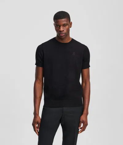 Karl Lagerfeld Kameo Short-sleeved Sweatshirt In Black