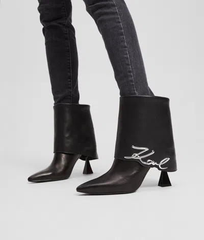 Karl Lagerfeld Signature Debut Ii Fold-down Boots In Black