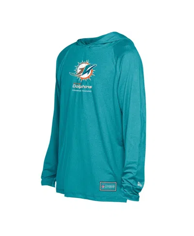 New Era Men's Aqua Miami Dolphins Functional Fandom Hoodie In Blue
