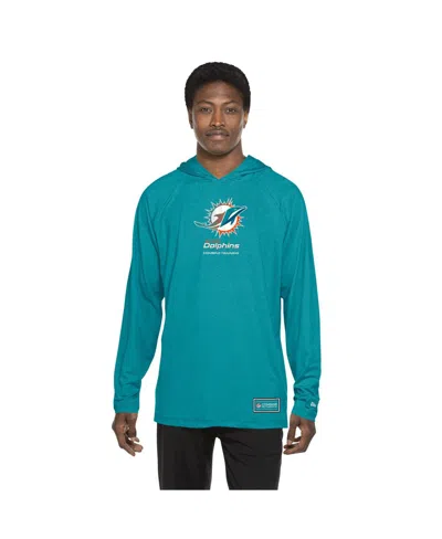 New Era Men's Aqua Miami Dolphins Functional Fandom Hoodie In Blue