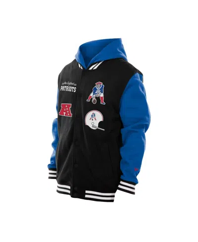 New Era Men's Black New England Patriots Full-snap Fleece Hoodie Jacket In Black