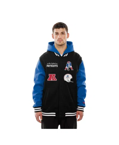 New Era Men's Black New England Patriots Full-snap Fleece Hoodie Jacket In Black