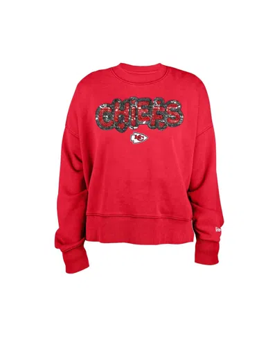 New Era Girls Red Kansas City Chiefs Flip Sequin Sweatshirt In Red
