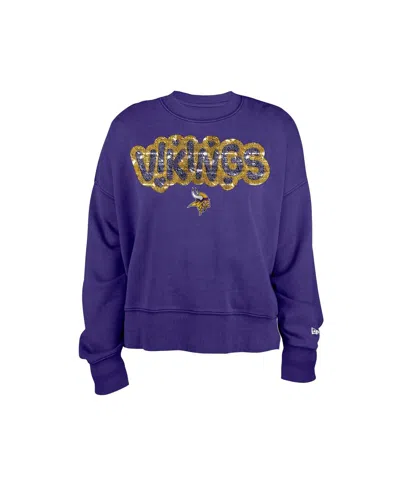 New Era Girls Purple Minnesota Vikings Flip Sequin Sweatshirt In Blue