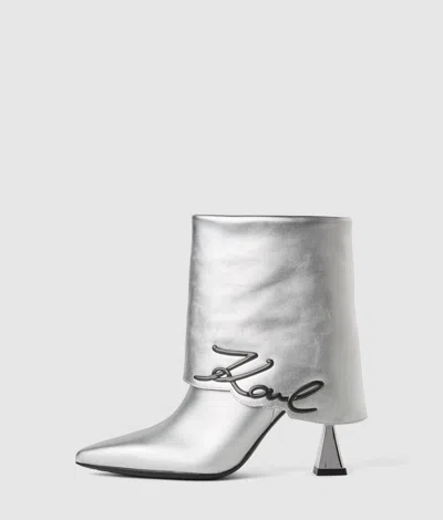 Karl Lagerfeld Exclusive Debut Ii Fold-down Boots In Silver