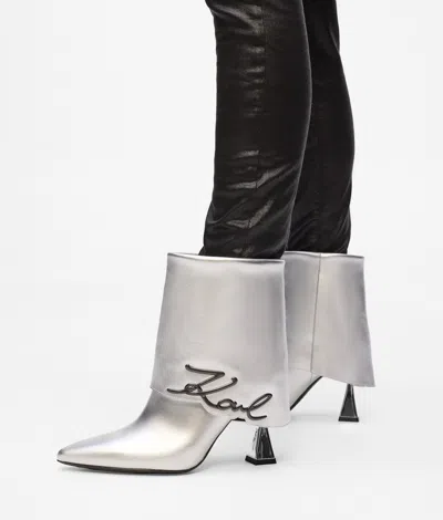 Karl Lagerfeld Exclusive Debut Ii Fold-down Boots In Silver