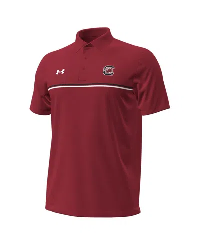 Under Armour Men's Garnet South Carolina Gamecocks Performance Drive Chest Stripe Polo Shirt In Red
