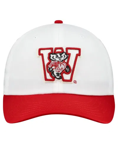 Under Armour Men's White/red Wisconsin Badgers Throwback Snapback Hat In White