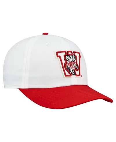 Under Armour Men's White/red Wisconsin Badgers Throwback Snapback Hat In White