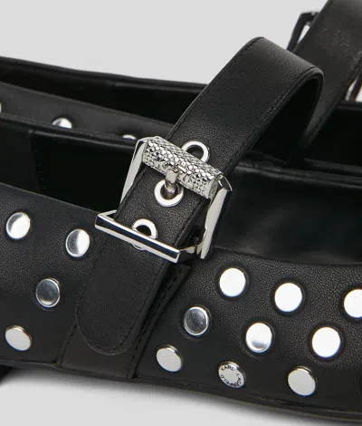 Karl Lagerfeld Karo Mirror Studs Ballet Flats In Black