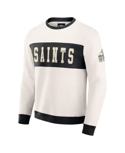 Fanatics Darius Rucker Collection By  Men's Cream New Orleans Saints Color Block Crewneck Sweatshirt In White