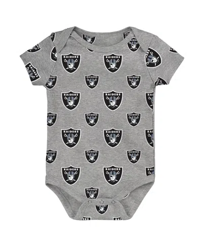Outerstuff Newborn 3-piece Las Vegas Raiders Little Tike Bodysuit Set In Black