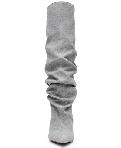 Steve Madden Womens Distortion Knee High Slouch Wedge Boots Regular Wide Calf In Silver