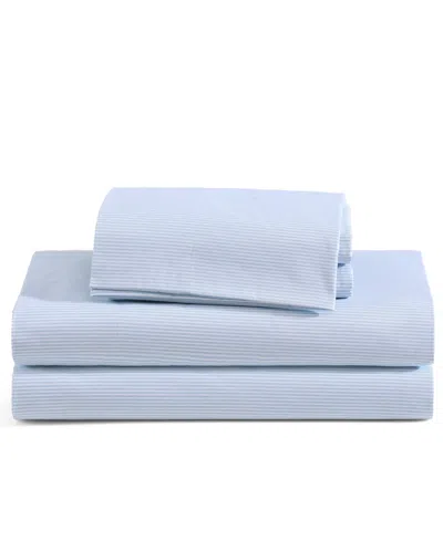 Tommy Hilfiger Printed 200-thread Count Cotton Percale 3-pc. Sheet Set, Twin Xl In Blue