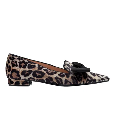 Bandolino Women's Auggie Bow Pointed Toe Tailored Loafers In Animal Print