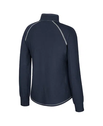 Colosseum Women's Navy Michigan Wolverines Bikram Raglan Quarter-zip Sweatshirt In Blue