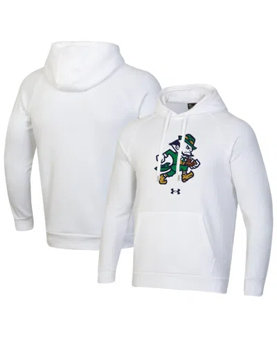 Under Armour Men's White Notre Dame Fighting Irish Leprechaun Rival Fleece Hoodie In White