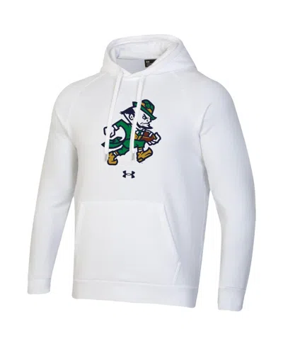 Under Armour Men's White Notre Dame Fighting Irish Leprechaun Rival Fleece Hoodie In White