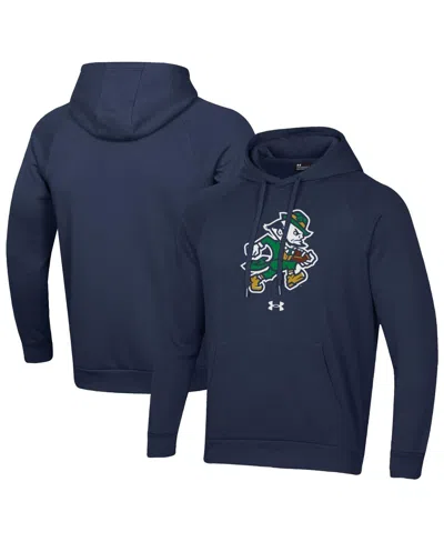 Under Armour Men's Navy Notre Dame Fighting Irish Leprechaun Rival Fleece Hoodie In Blue