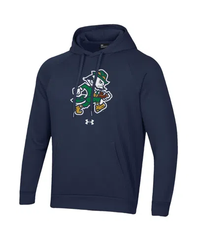 Under Armour Men's Navy Notre Dame Fighting Irish Leprechaun Rival Fleece Hoodie In Blue