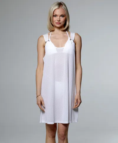 J Valdi Women's Sleeveless Ring Tank Coverup Dress In White