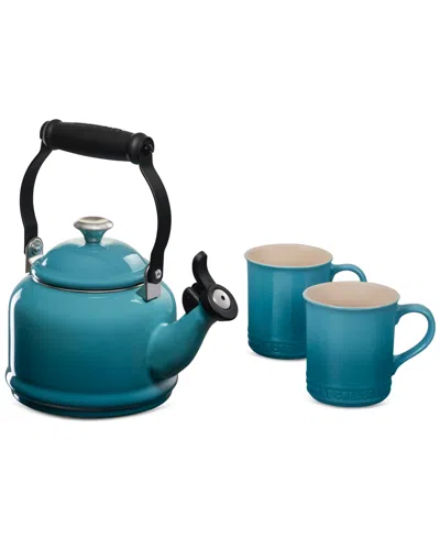 Le Creuset Demi Kettle & 2 Mug Set In Blue