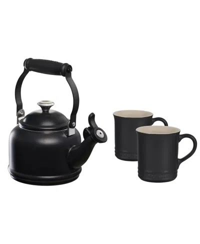 Le Creuset Demi Kettle & 2 Mug Set In Black