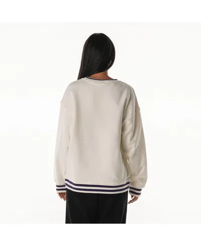 The Wild Collective Women's Cream Baltimore Ravens Oversized Vintage French Terry Sweatshirt In White