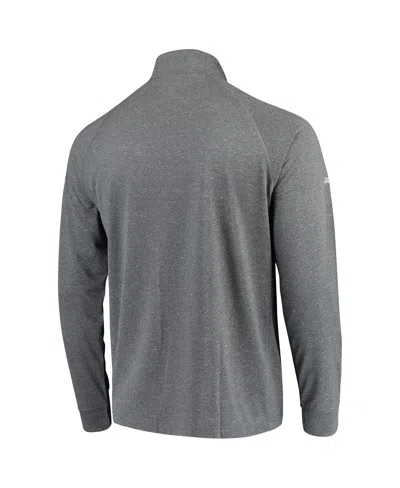 Stitches Men's Heathered Charcoal Detroit Tigers Team Raglan Quarter-zip Pullover Sweatshirt In Gray