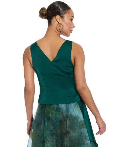 Muse Plus Size Asymmetrical Pleated Top In Green