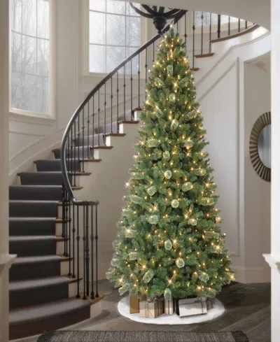 Puleo 9' Pre-lit Artificial Teton Pine Tree With Led Lights In Green