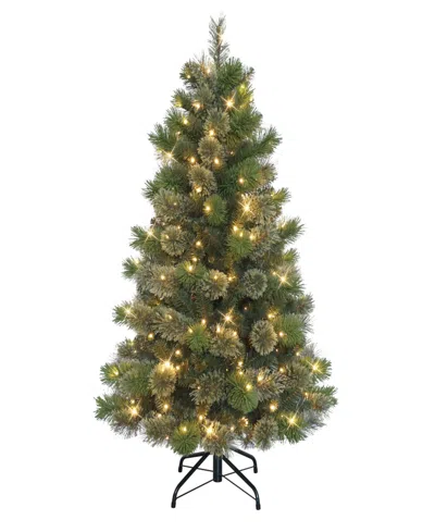 Puleo 4.5' Pre-lit Artificial Oklahoma Pine Tree In Green