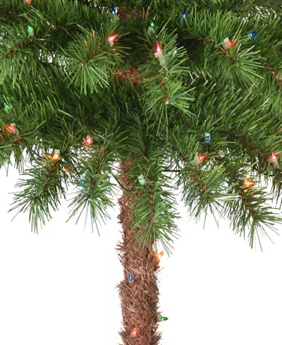 Puleo 4' Pre-lit Artificial Palm Tree With Multi-color Lights In Green