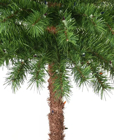 Puleo 4' Pre-lit Artificial Palm Tree With Multi-color Lights In Green