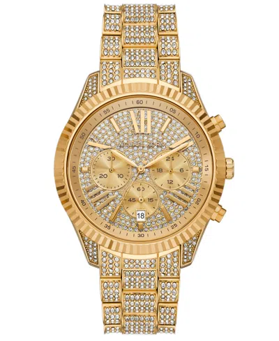 Michael Kors Oversized Lexington Pavé Gold-tone Watch In Gold