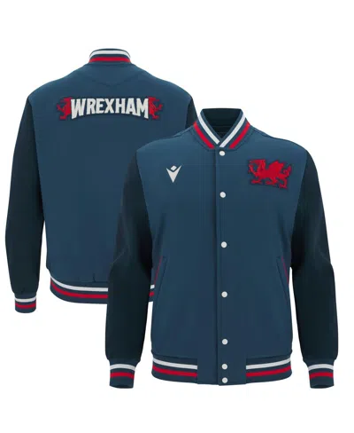 Macron Men's Navy Wrexham Anthem Full-snap Varsity Jacket In Blue